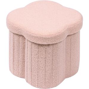 B FSOBEIIALEO Storage Ottoman Cube, Flowers Shaped Ottomans with Storage Foot Stool Footrest for Lving Room, Boucle Ottoman Seat for Dorm Room,Faux Teddy Fur, Pink 12.6"x12.6"x12.6"