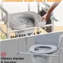 Bedside Commode with Padded Seat & Backrest, Aluminum Toilet with 6.5 qt Bucket, Easy-Clean, 350 lb Capacity Enhanced Crossbar, Portable Toilet for Seniors with Paper Holder & Newspaper Bag