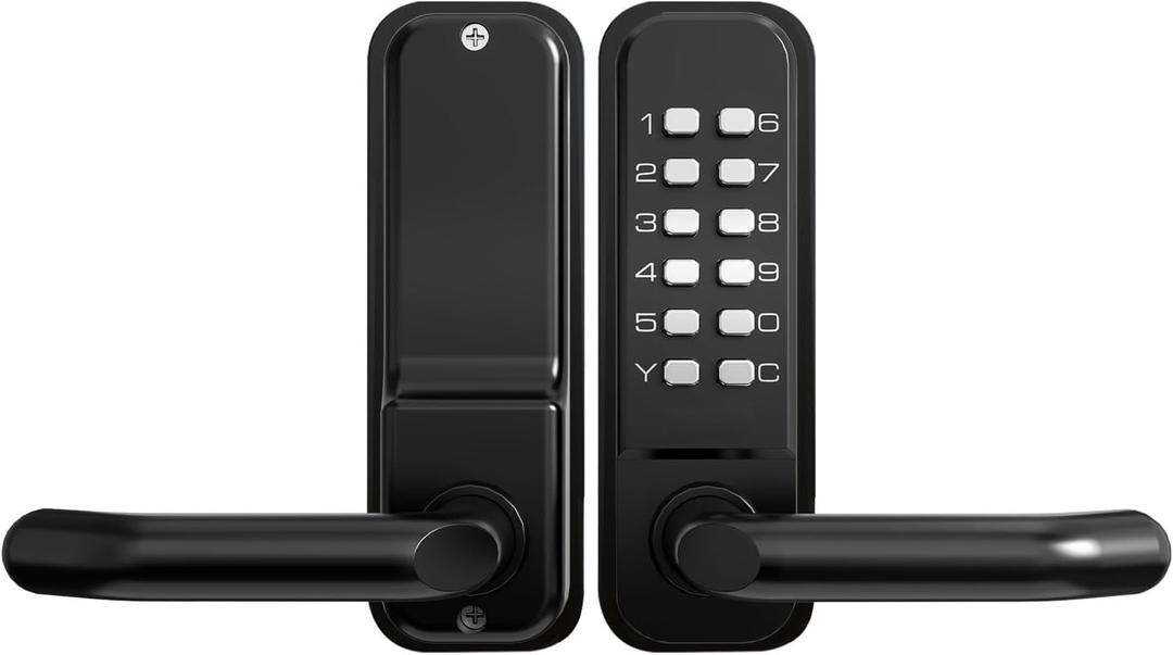 High-Security 12 Digit Keypad Mechanical Door Lock - Keyless Entry, Mechanical Code Lock with Handle, Waterproof & Rustproof, No Battery, Easy to Install, BH-MDLS0020202