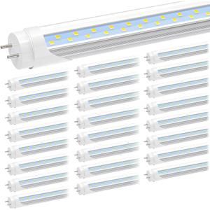 JESLED T8 4FT LED Type A+B Light Bulbs, 24W 6000K, 3200LM, Plug and Play or Ballast Bypass, T12 4 Foot LED Tubes Lights Replacement for Fluorescent Fixtures, Clear, Dual Ended Power(25-Pack)