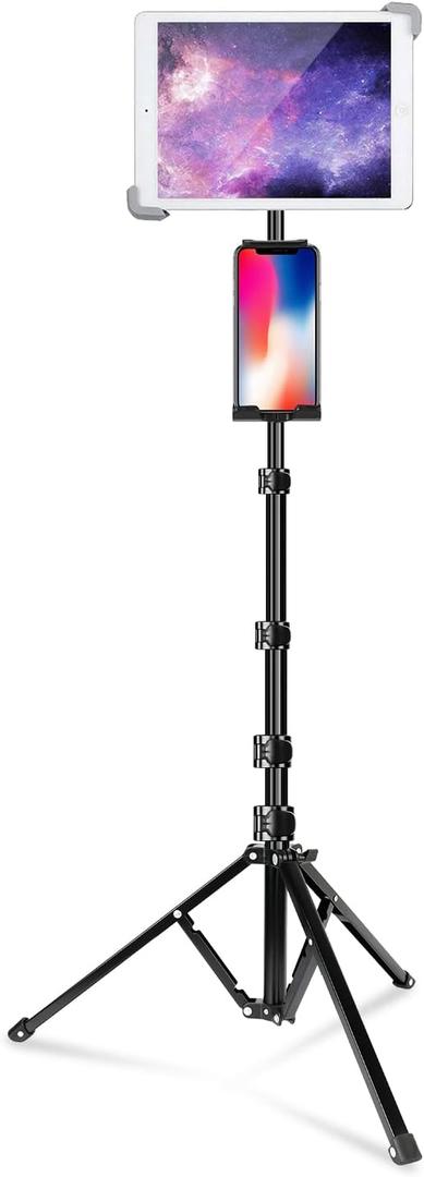 Elitehood iPad Tripod Stand, 65-inch Height Adjustable Tablet Stand Holder | 360° Rotating Tablet Tripod Stand for Music, Compatible with iPad Pro 13 12.9 11 Air and All 4-14.5 Inch Tablets