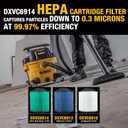 DEWALT Shop Vac HEPA Filter Replacement, 3-Pack Dust Bags & Tool Adapter