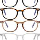 Reading Glasses for Women Men Square Oval Readers with Spring Hinge Anti UV Glare (Black/Grey,demi Brown,brown,transparent)