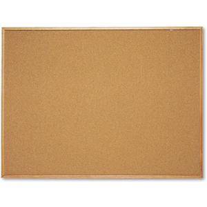 Quartet Cork Bulletin Board 48"W x 36"H Pin Board, Oak Finish Frame (304)