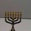 Jerusalem Blue Enamel 7 Branch Menorah 10.8" high, with 12 Tribes of Israel, Candlestick Candle Holders (10.8 inch)