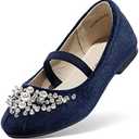 DREAM PAIRS Girls Ballet Flats Flower Shoes Mary Jane Ballerina Flat Dress Shoes for Daily/Wedding/Party (Size 8)