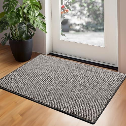 GRANNY SAYS Front Door Mat Indoor Entrance, Indoor Doormat Non Slip Washable, Low Profile Welcome Mat Outdoor, 36" x 24" Resist Dirt Absorbent Mats for Entryway, Floor Mats, Black Beige