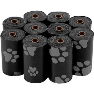Best Pet Supplies Dog Poop Bags (240 Bags) for Waste Refuse Cleanup, Doggy Roll Replacements for Outdoor Puppy Walking and Travel, Leak Proof and Tear Resistant, Thick Plastic - Black