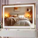 Vanity Mirror with Lights, 32" x 22" LED Makeup Mirror with 10X Magnification, Dimmable 3 Modes, Memory Function, Smart Touch, USB Charging Port, Lighted Makeup Mirror Square White