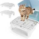 BALAPET Adjustable Cat Ramp for Litter Box Elevated Cat Litter Ramp for Cat Litter Boxes Double Layered Litter Trapper with Filter Function Cat Steps Suitable for Small & Elderly Cats (White)