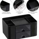 Black Desk Organizers and Accessories 12+1Pcs, Office Supplies for Desk, Pen Organizer with 2 Drawers with Stapler,1000 Staples, Phone Holder, Tape Dispenser, Pen Holder, Sticky Note, Clips, Ruler,Etc
