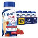 Ensure Plus Strawberry Nutrition Shake, 24 Pack | Meal Replacement Nutritional Drinks with 27 Vitamins & Minerals, 350 Calories, Clinically Proven to Help Adults Gain Weight BBD: 04-01-27
