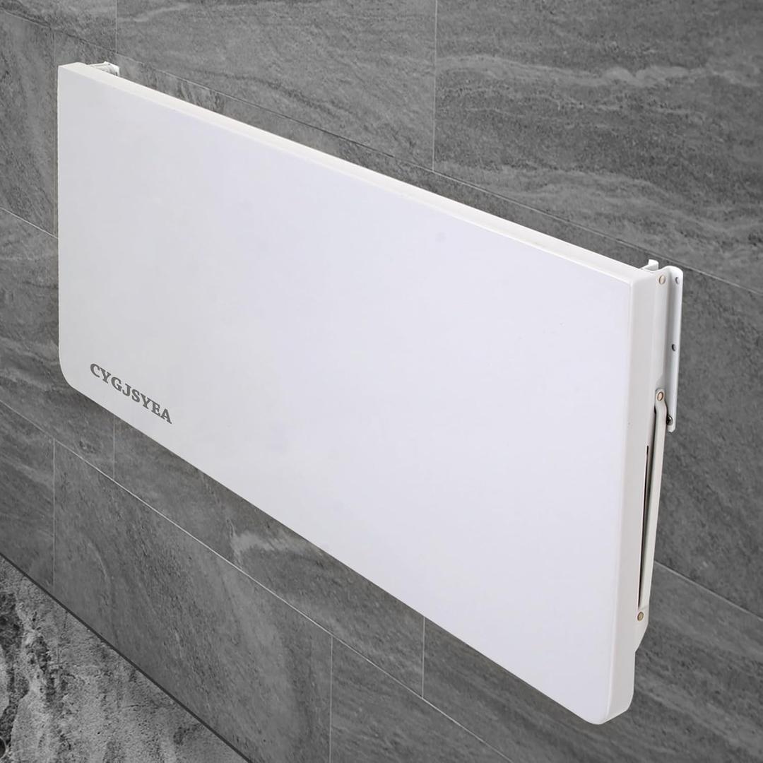 Laundry Room Wall Mounted Folding Table, Kitchen Restaurant Home Bar Work Table, All Aluminum Countertop, Waterproof Easy to Install and Clean (70x50cm/27.5"19.7") (White Aluminum Alloy)