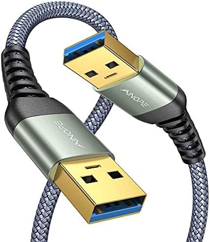 AINOPE USB to USB Cable, USB 3.0 A to A Male to Male Cable [Never Rupture] Double End Type A Cord Compatible with Hard Drive Enclosures, KVM, DVD Player, TV, Laptop Cooler,6.6Ft/Grey, 1 Pack