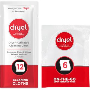 Dryel At-Home Dry Cleaner Refill, New and Improved, Gentle Laundry Care for Special Fabrics and Dry-Clean-Only Clothes, 12 Loads with On-the-Go Stain Remover