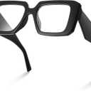 2 x miyya Blue Light Blocking Glasses for Women, Blue Light Glasses for Women Oversized Fashion Glasses (All Black)