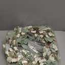 24 Inch Summer Spring Ivory Flowers Wreath for Front Door, Everyday Lamb Ears Leaves Wreath with White Artificial Flower for Indoor and Outdoor, Rustic and Farmhouse Greenery Flower