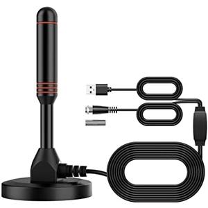 POBADY Digital TV Antenna DVB-T2 Portable Indoor Outdoor TV DTMB Antenna with Magnetic Base with 5m Cable,USB and tv Male Connector