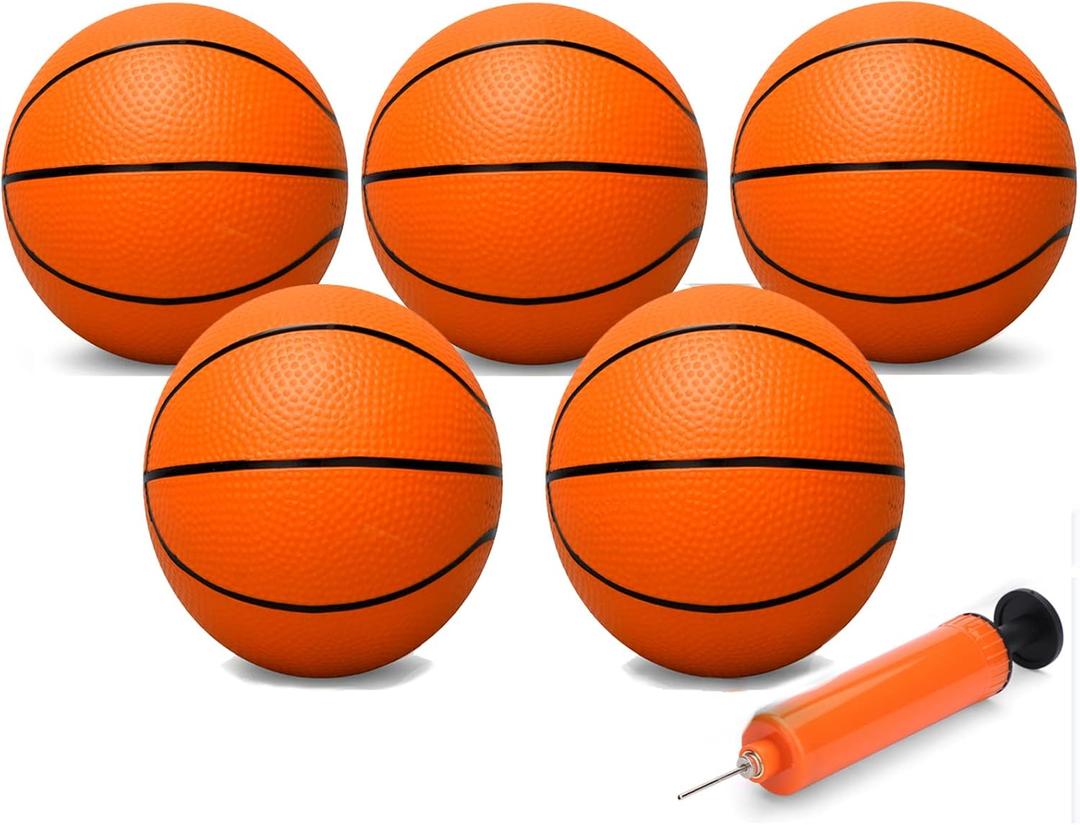 6" Mini Basketball for Kids & Adults, Indoor Basketball for Over-Door Hoop, Toddler Balls Arcade Game 5 Pack