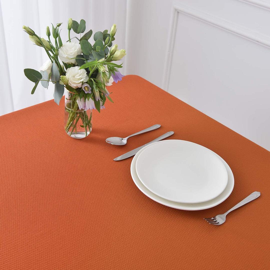 maxmill Square Jacquard Tablecloth Water Resistance Antiwrinkle Spill Proof Textured Table Cloth, Decorative Fabric Table Cover for Buffet Banquet Parties Event Holiday Dinner, 50 x 70 Inch, Rust