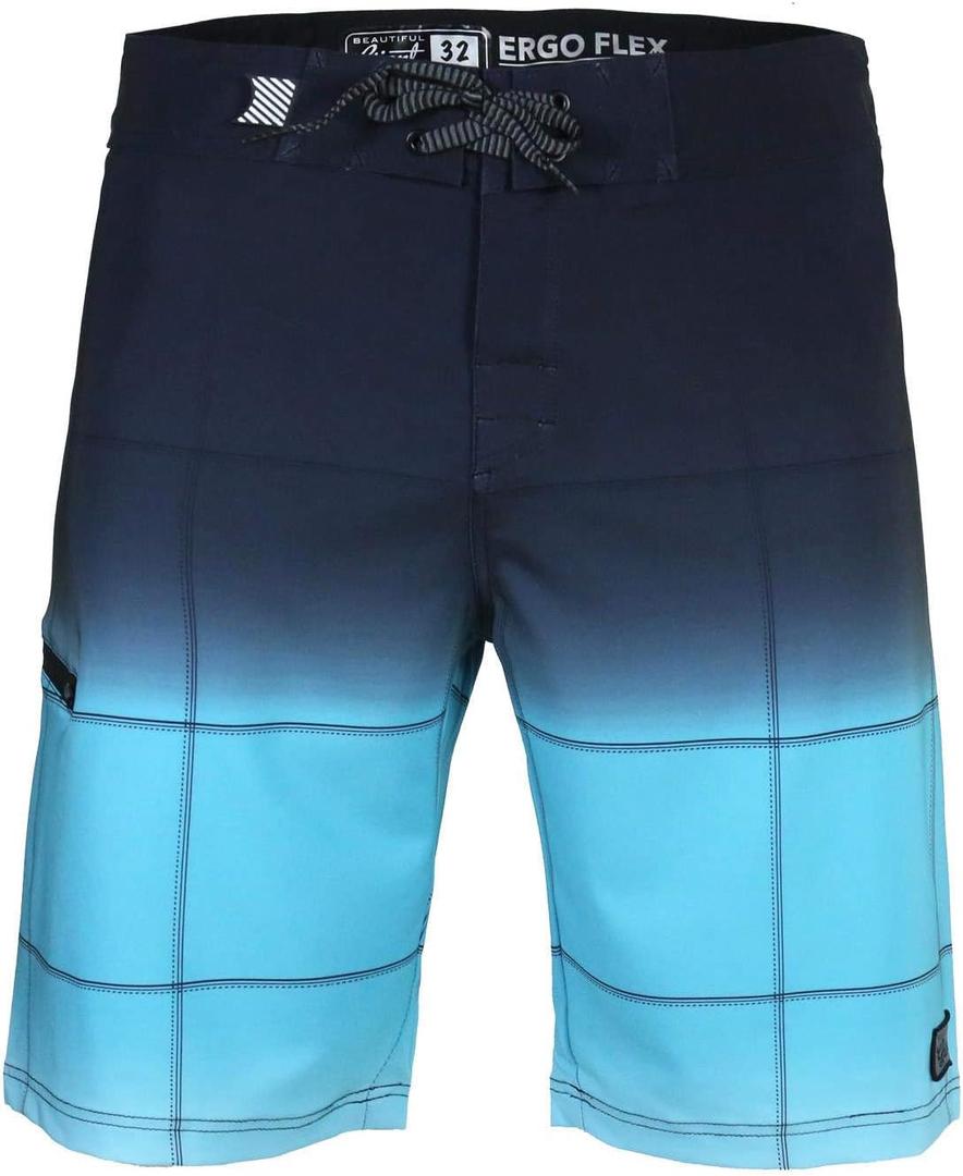 Mens Swim Trunks 22 Inch, Long Board Shorts Men's, Slim Fit, Stretch Material,No Liner, No Side Pockets (30, Fadedpane-blue)