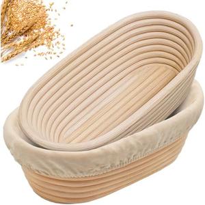 10" Banneton Bread Proofing Basket, Sourdough Proofing Basket Set of 2, Bread Banneton Basket for Professional & Home, Oval Bread Proofing Baskets for Sourdough