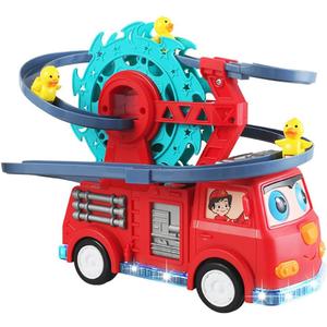 NEXTAKE 2-in-1 Fire Engine Slide Toy for Kids  Interactive Toddler Playset with Music, Lights, Racing Track & Ferris Wheel  Fun Birthday Gift Idea for Boys Girls Ages 3 4 5
