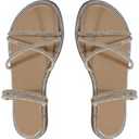 OYOANGLE Women's Rhinestone Strappy Open Toe Slide Sandals Slip on Casual Flat Sandals Size 42