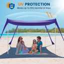 Beach Tent Sun Shelter - 10 x 10 Ft Beach Canopy UPF50+ UV Protection with Sandbags, Poles, Grond Pegs and Anti-Wind Ropes for Camping, Backyard, Picnics and Fishing Sapphire Blue (10x10 FT 4 Pole)
