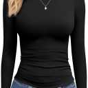 TNNZEET Long Sleeve Shirts for Women Basic Soft Tees Fashion Crop Tops Fall Spring Y2K Tight Clothes for Casual Workout 2026 (Black, M)
