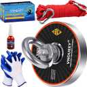 VNDUEEY Magnet Fishing Kit 700LBS Fishing Magnets Pulling Force, Rare Earth Neodymium Magnet with Eyebolt Diameter 2.95 inch (75mm) Superior Magnetics for Underwater Salvage, Retrieval, and Recovery