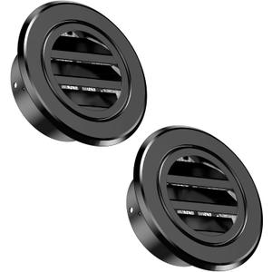 HG Power Soffit Vents 4 Inch, Aluminium Alloy Round Vent Cover, Black Louver Exhaust Vent with Built-in Screen Mesh for Exterior Under Eave, Inder/Outdoor Ventilation 3.74,2-Pack, Black