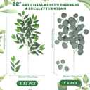 Giegxin 18 Pack 22inch Italian Ruscus Artificial Greenery Stems Faux Silk Green Leaf Eucalyptus Stems Greenery Leaves Plants Garland Vines Hanging Spray Branches for Wedding Vase Arch Home Decor