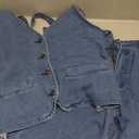 Women's Two Piece Denim Set Button Down Backless Tank Top and Wide Leg Jeans 2 Piece Outfit Suits S