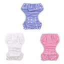 ALVABABY Swim Diapers 3pcs Reuseable Washable & Adjustable for Swimming Lesson & 0-2 Years Purple White Pink 3SWB17