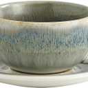Coffeezone Vintage Design 12 oz Ceramic Latte Art Cappuccino Barista Cup with Saucer (Space Grey)