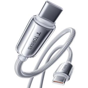 TORRAS USC C to USB C Cable (60W 6ft), Military Grade Tested USB C Charger Cable Fast Charge for iPhone 15 Pro Max Plus, Samsung S24/23, MacBook Air Pro 2020, iPad Pro/Air/Mini (Pearl White)