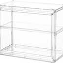 2 Tiers Clear Display Case for Figures, Acrylic Storage Organizers Box with Magnetic Door, Wall-Mounted Dustproof Showcase for Collectibles Action Figure