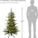 Puleo International 4.5ft Pre-Lit Aspen Fir Artificial Christmas Tree with 250 Clear Lights, 411 Realistic Dense Branch Tips, Easy Setup Artificial Trees with Sturdy Metal Stand