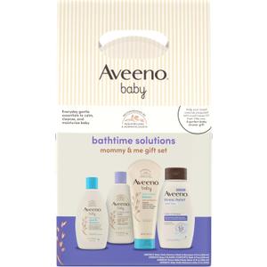 Aveeno Baby Bathtime Solutions Mommy & Me Gift Set, Baby Wash & Shampoo, Calming Bath, Daily Moisturizing Lotion & Stress Relief Body Wash for Mom, Nourishing Oat, Registry Must Haves, 4 items