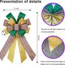 Hying Mardi Gras Bows - Green & Gold Glitter Stripes for Wreaths & Decorations (Style 3: Mg Stripe)