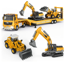 5Kids Toys for 3 4 5 6 7 Years Old Boys, Die-cast Construction Toys Set w/Semi Truck, Excavator, Bulldozer, Alloy Engineering Construction Vehicles Truck Toys w/Lights & Sounds, Model Cars