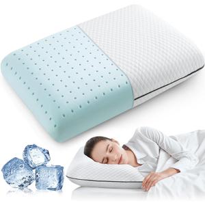Soft Memory Foam Pillow for Back and Side Sleeper,Ventilated and Breathable Cooling Gel Pillow for Sleeping,Oeko-TEX & CertiPUR-US Double Certification,23.5x14x5 Inches (1 Pack)