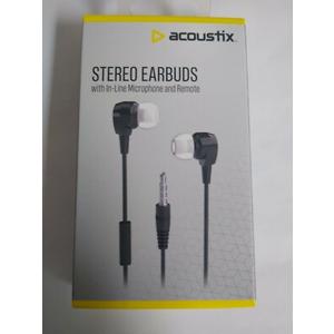 ACUSTIX STEREO EARBUDS WITH IN-LINE MICROPHONE AND REMOTE
