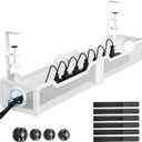 [Upgraded] Extra Large Under Desk Cable Management, Cinati 25" Wire Organizers No Drill, Cable Tray with Clamp for Wire Management, Cord Organization Box for Office, Home - No Damage to Desk(White) (25"-1 Pack)