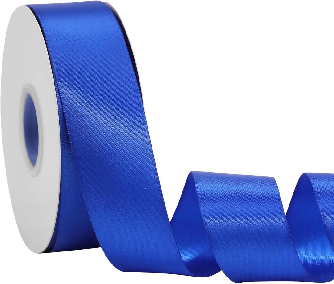 2 x Royal Blue Ribbon 1 1/2 Inch x 50 Yards Double Faced Satin Ribbon for Boy Gift Wrapping, Graduation, Crafts & Events