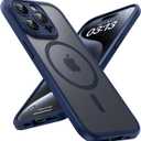 TOCOL Magnetic for iPhone 15 Pro Max Case, Upgraded Full Camera Protection, Compatible with Magsafe, Drop Protection, Translucent Matte Back Bumper Phone Cover 6.7-InchDark Blue