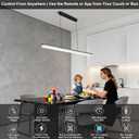 Modern LED Linear Pendant Light, 47 Dimmable Chandelier with APP & Remote Control, Ice-Crack Acrylic, Adjustable Height, 3000K6000K Kitchen Island Lighting for Dining Room & Office Black