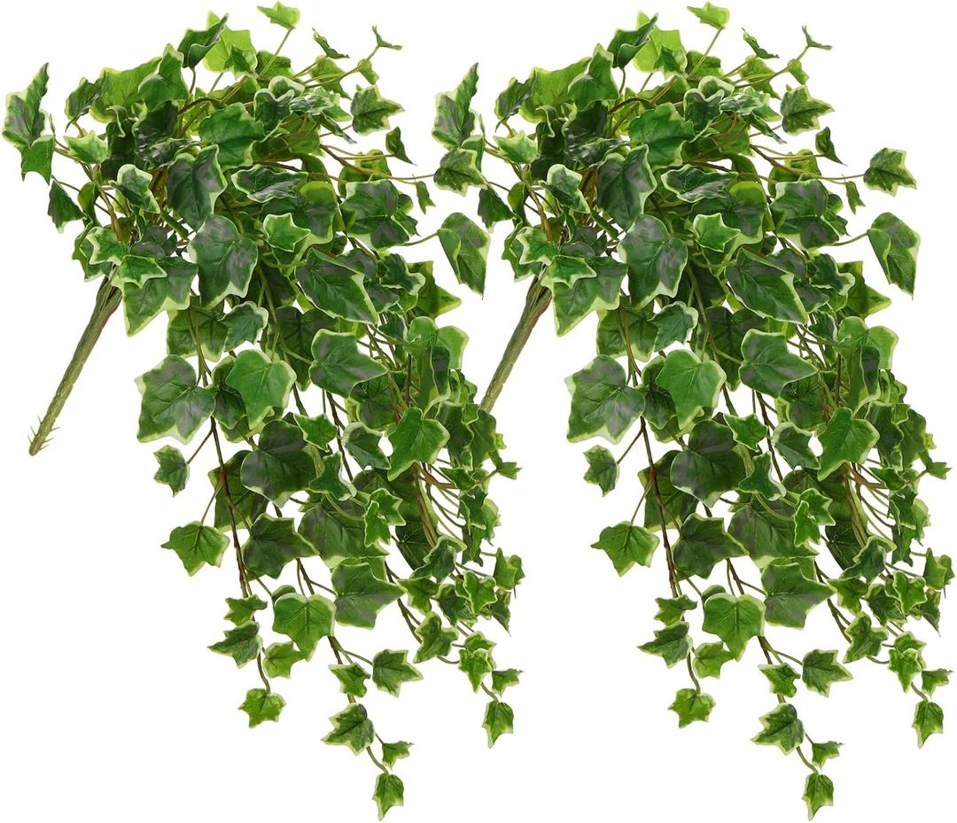 Hollyone 2pcs Artificial Hanging Plants 24" Fake Ivy Vine Faux Ivy Leaves Hanging Plant Greenery for Wall House Room Patio Indoor Outdoor Home Shelf Office Wedding Decor (Small-2 Pack, Small-style 1)
