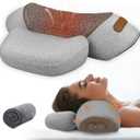Thera Massage Pillow Neck Hump 3-in-1 Neck Massager Pillow with Heat, Deep Tissue Relief & Neck Traction, Cervical Support & Hump Corrector for Women and Men, Memory Foam Support (Grey)